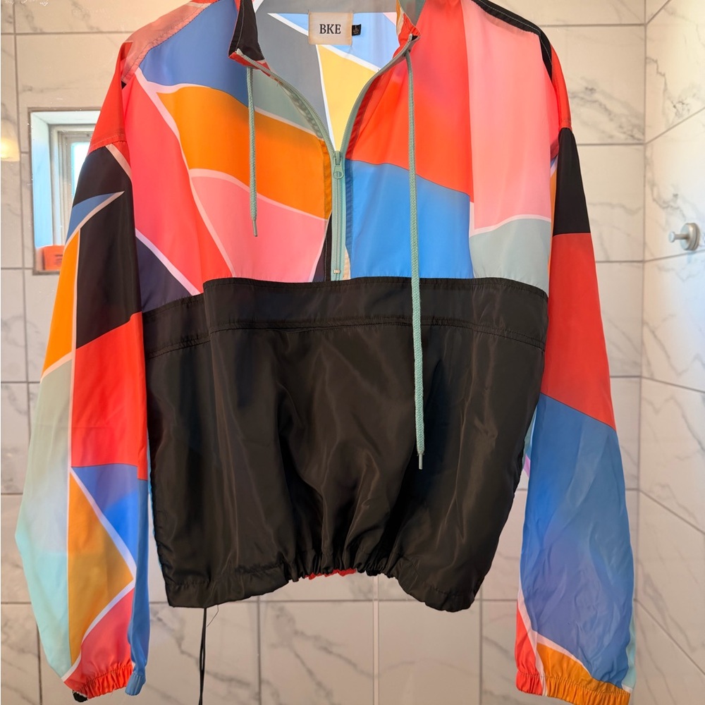 BKE Multicolor Geometric Bomber Jacket